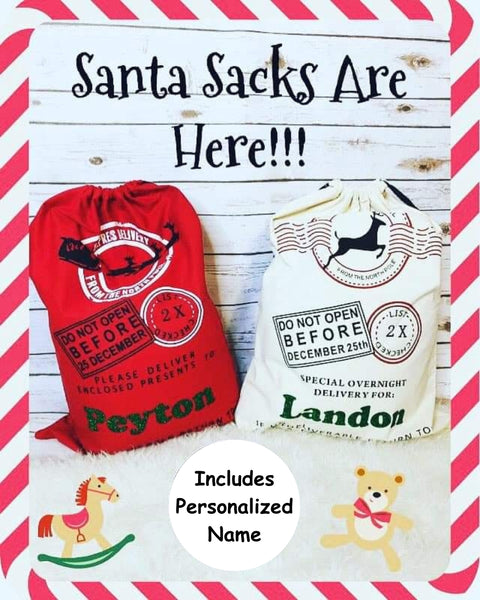 Santa Sack - Reindeer Mail - Natural